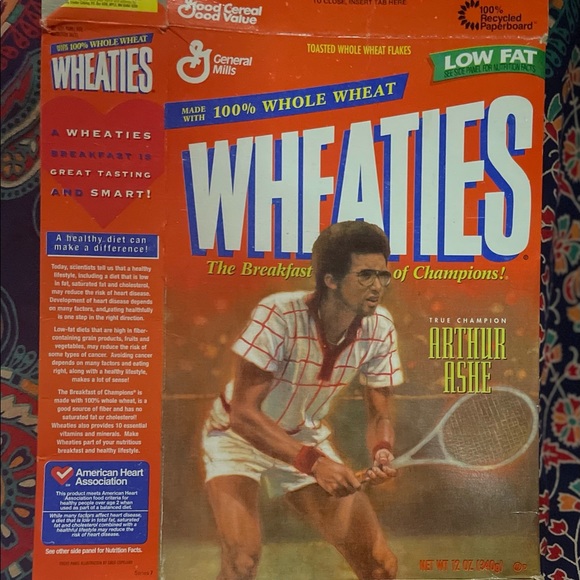 Antique Collectible Vintage. Flattened Wheaties Cereal Box. Arthur Ashe. - Picture 2 of 4
